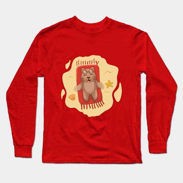 Cat summer holiday Long Sleeve T-Shirt by KLE!